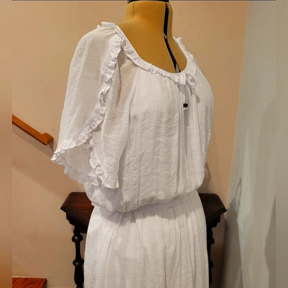 NWT 2X White Ruffly Dress - Picture 4 of 11